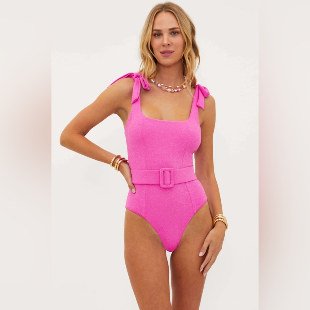 Beach Riot Pink Belted One-Piece Swimsuit